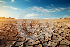 Arid wilderness Cracked soil defines the vast desert terrain under open sky