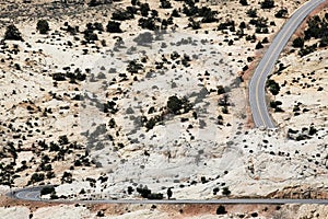 Arid winding desert motorway highway