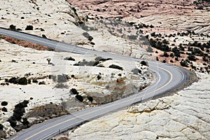 Arid winding desert motorway highway