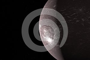 Satellite Ariel or Uranus I in the outer space. 3d render