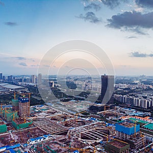 Ariel View of construction site in Guangzhou China