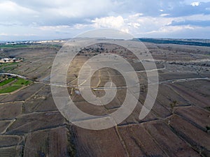 Ariel view of dry fields