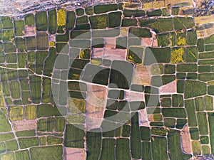 Ariel view of Farm lands and rocky area