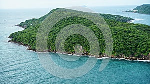 Ariel view of Hon Thom island from cable car