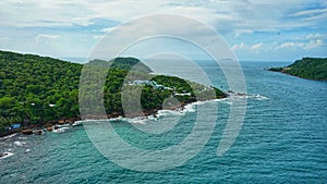 Ariel view of Hon Thom island from cable car