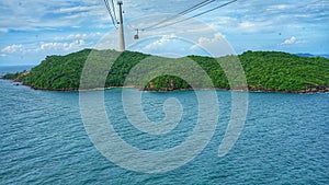 Ariel view of Hon Thom island from cable car