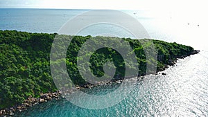 Ariel view of Hon Thom island from cable car