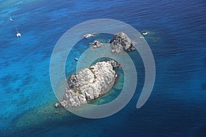 Ariel view of inhibited island at Caribbean
