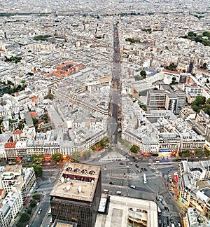 Ariel view of Paris and the Eiffel tower, Paris, France