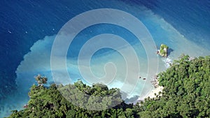 Ariel view of a pristine beach by drone.