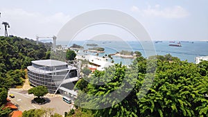 Ariel view of Siloso Beach on Sentosa Island , Singapore