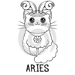 Aries cute cartoon zodiac cat