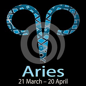 Aries. Ornamental decorative vector Zodiac sign. Astrological p