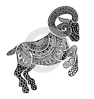 The aries sign horoscope ethnic style outline