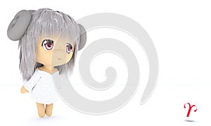 Aries Zodiac Chibi Style 3D background