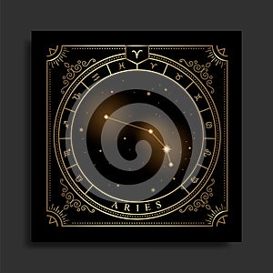 Aries zodiac constellation symbol with modern, esoteric and boho styles. Fit for astrologers