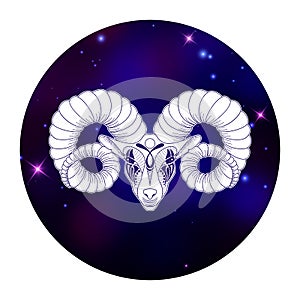 Aries zodiac sign, horoscope symbol, vector illustration