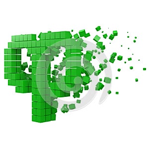 Aries zodiac sign shaped data block. version with green cubes. 3d pixel style vector illustration