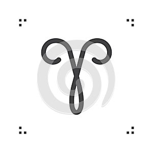 Aries zodiac vector sign, horoscope symbol, astrology line icon, linear logo Illustration isolated on white