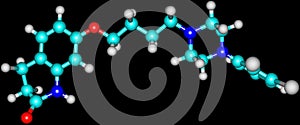 Aripiprazole molecule isolated on black