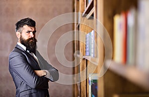 Aristocracy, power, confidence, success concept. Mature man with long beard photo