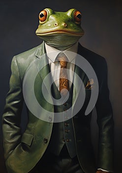 An Aristocratic Amphibian: A Dignified Portrait of a Frog in a T