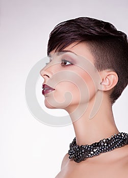 Aristocratic Profile of Modern Imposing Woman - Short Hairs, Bob