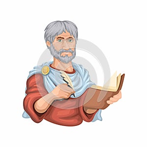 Aristotle Ancient Greek philosopher and polymath Character Cartoon illustration Vector