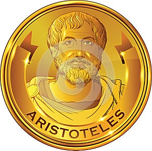Aristotle gold style portrait, vector