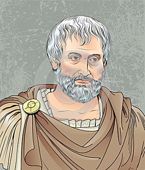 Aristotle portrait in cartoon style, vector photo