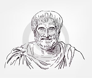 Aristotle sketch style vector portrait isolated photo