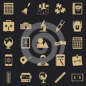 Arithmometer icons set, simple style