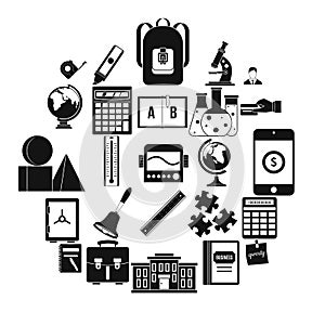 Arithmometer icons set, simple style