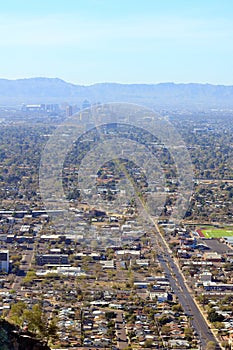 Arizona Capital City of Phoenix, Distant Downtown as seen from North Mountain