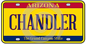 Arizona Chandler State License Plate photo