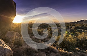 Arizona desert cactus boulder landscape