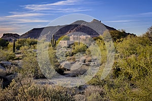 Arizona desert landscape adobe home