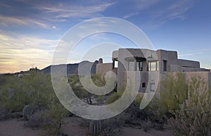 Arizona desert landscape adobe home