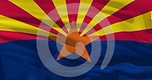 Arizona flag on silk texture, United States of America. 3d illustration