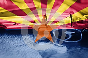 Arizona flag U.S. state Gun Control USA. United States Gun Law