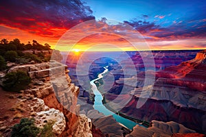 Arizona Grand Canyon National Park at sunset, United States of America, AI Generated