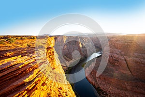 Arizona Horseshoe Bend of Colorado River in Grand Canyon. Canyon national park. National Park. Panoramic view of the