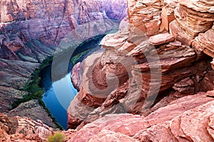 Arizona Horseshoe Bend meander of Colorado River in Glen Canyon