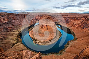 Arizona Horseshoe Bend meander of Colorado River in Glen Canyon