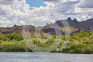 Arizona Landscape Desert, Mountains, Lake and Grass