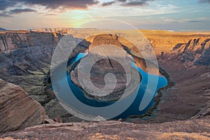 Arizona meander Horseshoe Bend of the Colorado River in Glen Canyon, beautiful landscape, picture for a postcard, big