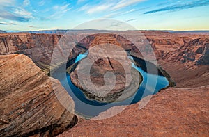 Arizona meander Horseshoe Bend of the Colorado River in Glen Canyon, beautiful landscape, picture for a postcard, big