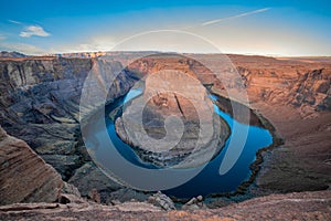 Arizona meander Horseshoe Bend of the Colorado River in Glen Canyon, beautiful landscape, picture for a postcard, big