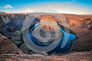 Arizona meander Horseshoe Bend of the Colorado River in Glen Canyon, beautiful landscape, picture for a postcard, big