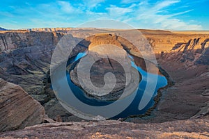 Arizona meander Horseshoe Bend of the Colorado River in Glen Canyon, beautiful landscape, picture for a postcard, big